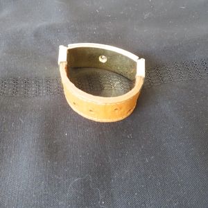 CC SKYE Roosevelt Gold Turnlock bracelet ostrich